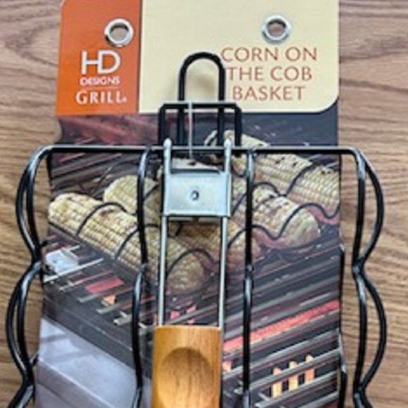 Corn On The Cob Basket (HD Designs Grill) Finger Grip Handle Foldable Non-Stick - Picture 3 of 3